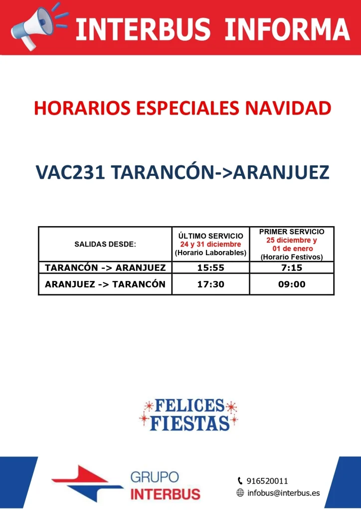 Imagen post horarios especiales taracon